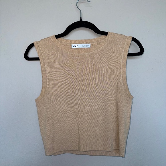 Zara Tops - Tan knit cropped top